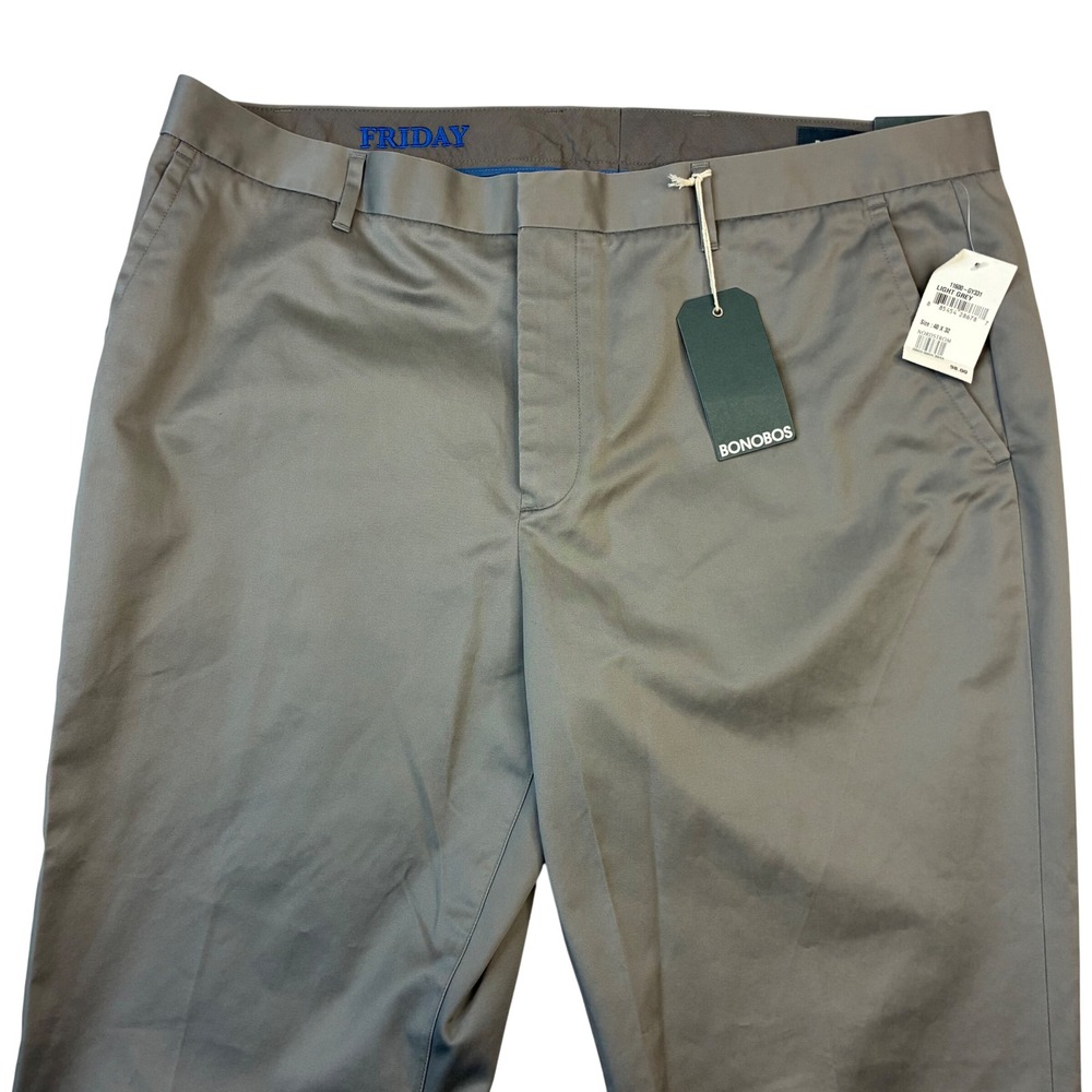 Bonobos Friday Chino Pants Mens 40x32 Light Grey Straight Leg 100% Cotton NEW